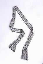 Load image into Gallery viewer, Woven Aztec Waist Tie Belt w/ Frayed Trim
