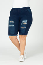 Load image into Gallery viewer, Plus Hi-Waist Distressed Bermuda Short Jeggings
