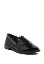 Load image into Gallery viewer, EMILIA Black Shine Forever Stud Penny Loafers
