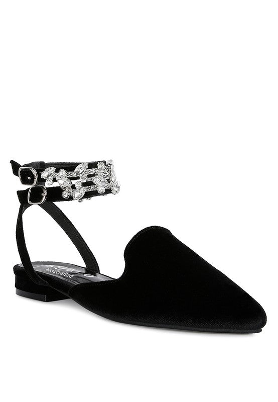 SALOME Velvet Luxe Jewelled Flat Mules