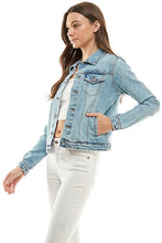 Load image into Gallery viewer, Spandex  Ladies  Casual Denim Jacket
