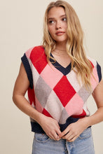 Load image into Gallery viewer, Argyle Cropped Sweater Vest
