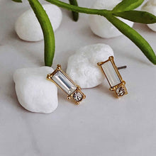 Load image into Gallery viewer, Baguette Cut Stone Stud Earrings
