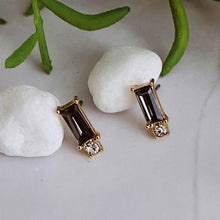 Load image into Gallery viewer, Baguette Cut Stone Stud Earrings
