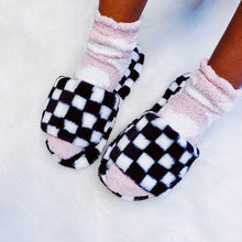Load image into Gallery viewer, Luxe Lounge Checker Cozy Slippers
