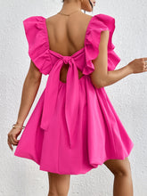 Load image into Gallery viewer, Ruffled V-Neck Cap Sleeve Mini Dress
