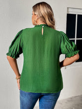 Load image into Gallery viewer, Honey Plus Size Round Neck Flounce Sleeve Blouse
