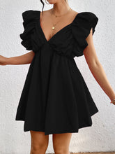 Load image into Gallery viewer, Ruffled V-Neck Cap Sleeve Mini Dress
