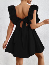 Load image into Gallery viewer, Ruffled V-Neck Cap Sleeve Mini Dress
