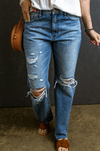 Load image into Gallery viewer, Distressed Raw Hem Jeans with Pockets
