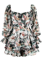 Load image into Gallery viewer, Floral Sweetheart Neck Flounce Sleeve Romper
