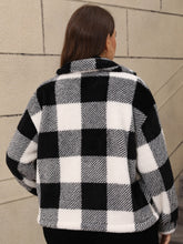 Load image into Gallery viewer, Plus Size Pocketed Plaid Collared Neck Jacket
