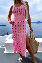 Load image into Gallery viewer, Openwork Slit Scoop Neck Sleeveless Cover Up
