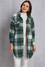 Load image into Gallery viewer, Plaid Button Up Dropped Shoulder Coat with Pockets
