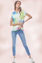 Load image into Gallery viewer, Tie Dye Jersey Top with Crew Neck Twist Hem - Cosa Bella Apparel
