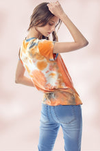 Load image into Gallery viewer, Tie Dye Jersey Top with Crew Neck Twist Hem - Cosa Bella Apparel
