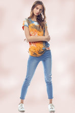 Load image into Gallery viewer, Tie Dye Jersey Top with Crew Neck Twist Hem - Cosa Bella Apparel
