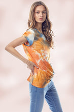 Load image into Gallery viewer, Tie Dye Jersey Top with Crew Neck Twist Hem - Cosa Bella Apparel
