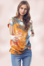 Load image into Gallery viewer, Tie Dye Jersey Top with Crew Neck Twist Hem - Cosa Bella Apparel
