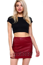 Load image into Gallery viewer, Casual Mid Rise Faux Leather Mini Skirt - Cosa Bella Apparel
