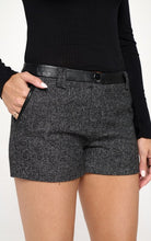 Load image into Gallery viewer, Vegan leather contrast waist band short for women - Cosa Bella Apparel
