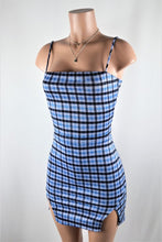 Load image into Gallery viewer, Plaid backless tied mini dress

