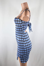 Load image into Gallery viewer, Plaid backless tied mini dress
