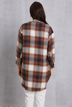 Load image into Gallery viewer, Plaid Button Up Dropped Shoulder Coat with Pockets
