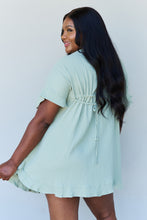 Load image into Gallery viewer, Ninexis Out Of Time Full Size Ruffle Hem Dress with Drawstring Waistband in Light Sage
