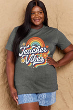 Load image into Gallery viewer, Simply Love Full Size TEACHER VIBES Graphic Cotton T-Shirt
