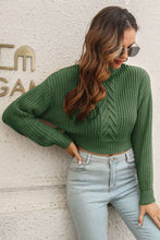 Load image into Gallery viewer, Cropped Mock Neck Cable-Knit Pullover Sweater
