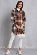 Load image into Gallery viewer, Plaid Button Up Dropped Shoulder Coat with Pockets
