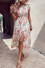 Load image into Gallery viewer, Floral Smocked Butterfly Sleeve Slit Dress
