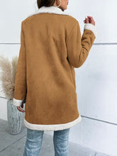 Load image into Gallery viewer, Contrast Button Up Lapel Collar Long Sleeve Coat
