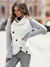 Load image into Gallery viewer, Contrast Decorative Button Turtleneck Sweater
