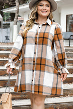 Load image into Gallery viewer, Plus Size Plaid Button Up Shirt Dress
