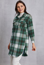 Load image into Gallery viewer, Plaid Button Up Dropped Shoulder Coat with Pockets
