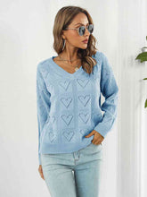 Load image into Gallery viewer, Openwork V-Neck Sweater

