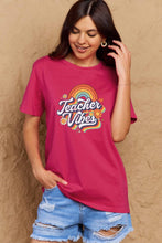 Load image into Gallery viewer, Simply Love Full Size TEACHER VIBES Graphic Cotton T-Shirt
