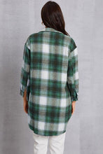 Load image into Gallery viewer, Plaid Button Up Dropped Shoulder Coat with Pockets
