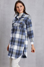 Load image into Gallery viewer, Plaid Button Up Dropped Shoulder Coat with Pockets
