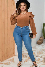 Load image into Gallery viewer, Plus Size Ruffled Round Neck Long Sleeve T-Shirt

