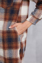 Load image into Gallery viewer, Plaid Button Up Dropped Shoulder Coat with Pockets
