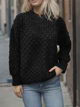 Load image into Gallery viewer, Openwork Round Neck Long Sleeve Sweater
