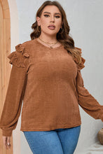 Load image into Gallery viewer, Plus Size Ruffled Round Neck Long Sleeve T-Shirt

