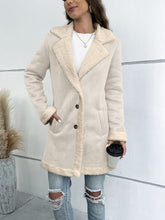 Load image into Gallery viewer, Contrast Button Up Lapel Collar Long Sleeve Coat

