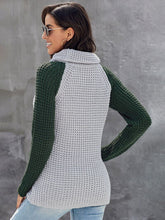 Load image into Gallery viewer, Contrast Decorative Button Turtleneck Sweater
