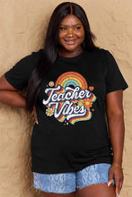 Load image into Gallery viewer, Simply Love Full Size TEACHER VIBES Graphic Cotton T-Shirt
