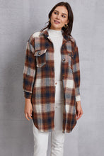 Load image into Gallery viewer, Plaid Button Up Dropped Shoulder Coat with Pockets
